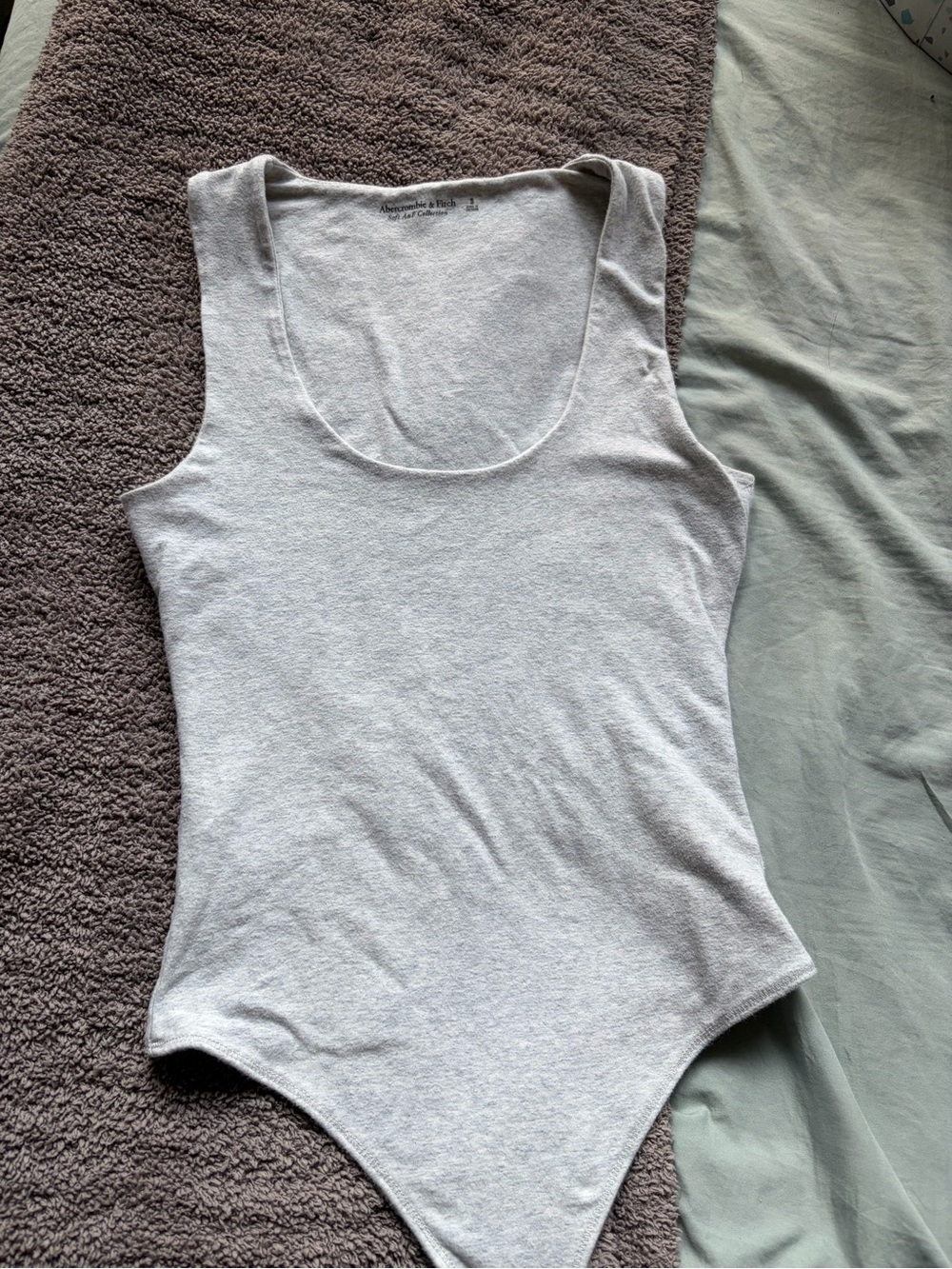 Abercrombie & Fitch Light Gray Scoop Neck Tank Bodysuit